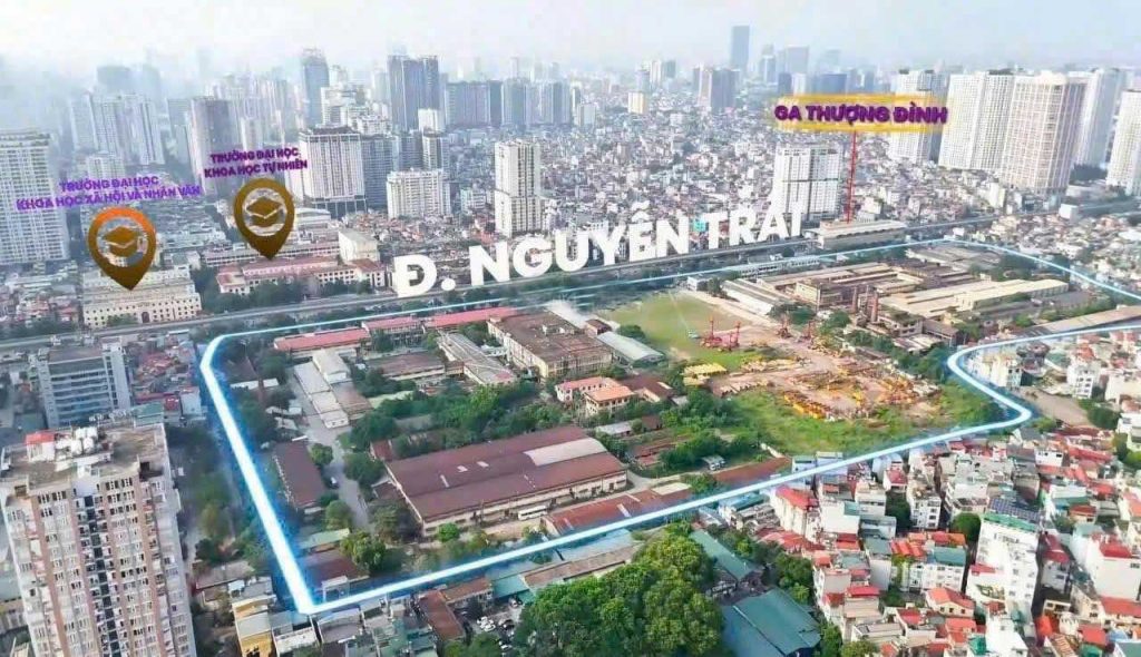 Vị trí dự án Masterise Cao Xà Lá Thanh Xuân trên đường Nguyễn Trãi, Hà Nội, gần ga Thượng Đình và các trường đại học